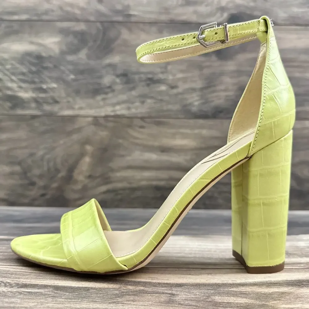 NIB Sam Edelman 8M Yaro Leather Ankle Strap Block Heel Sandals Kiwi - Picture 7 of 13